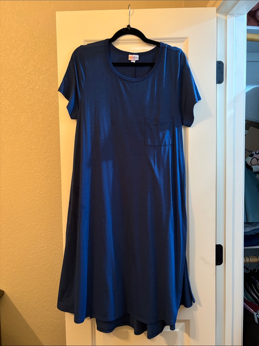 Original Carly- Navy Short Sleeve Pocket Swing Dress